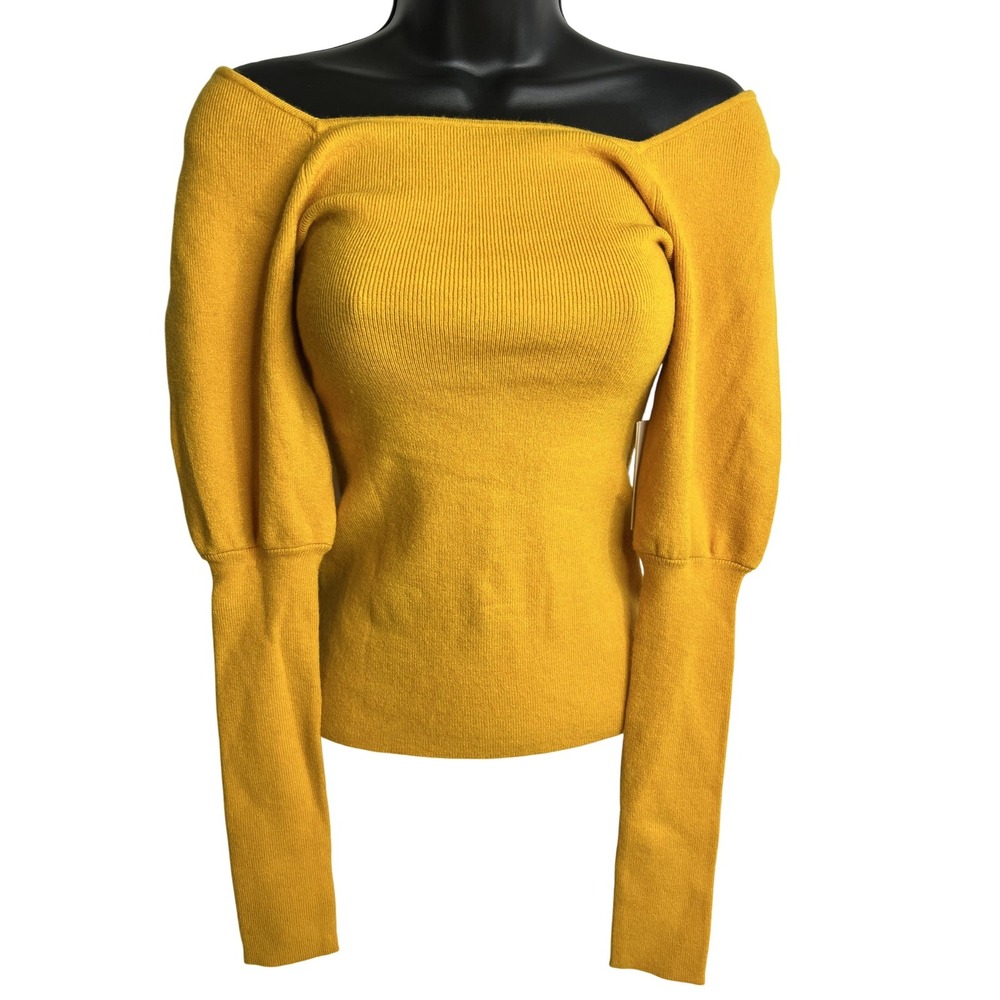 Something Navy Sweater Womens XXS Orange Slice Off Shoulder Long Sleeve Pullover